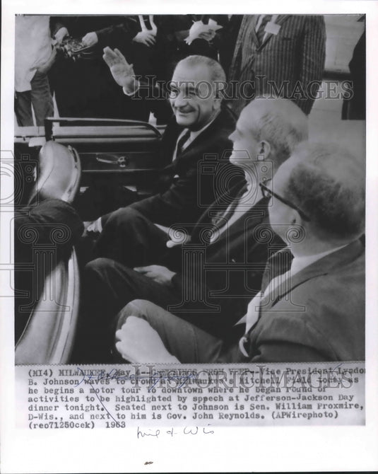 1963 Vice President Lyndon B. Johnson and others at Mitchell Field - Historic Images