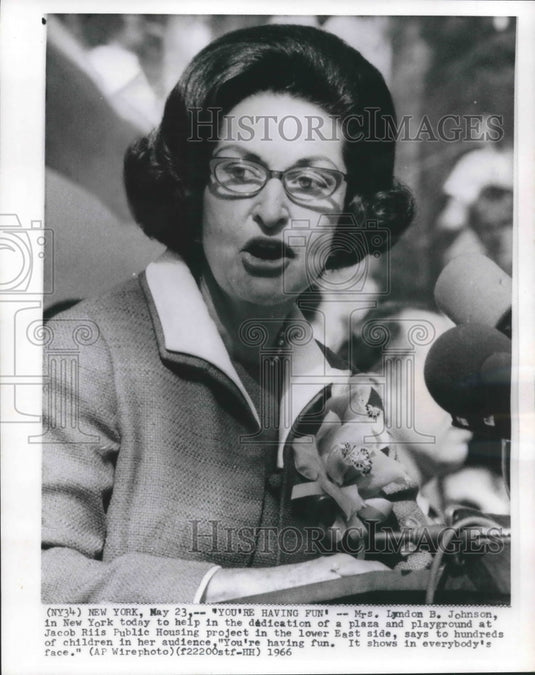 1966 Mrs. Lyndon B. Johnson, New York, Jacob Riis Public Housing-Historic Images