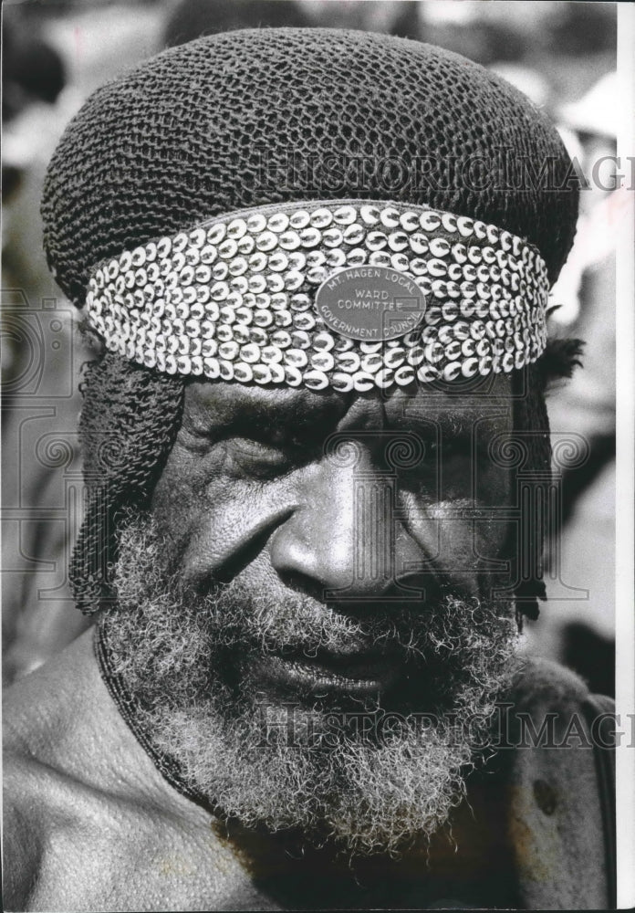 1976 Village official of Mount Gagen, Papua New Guinea.-Historic Images