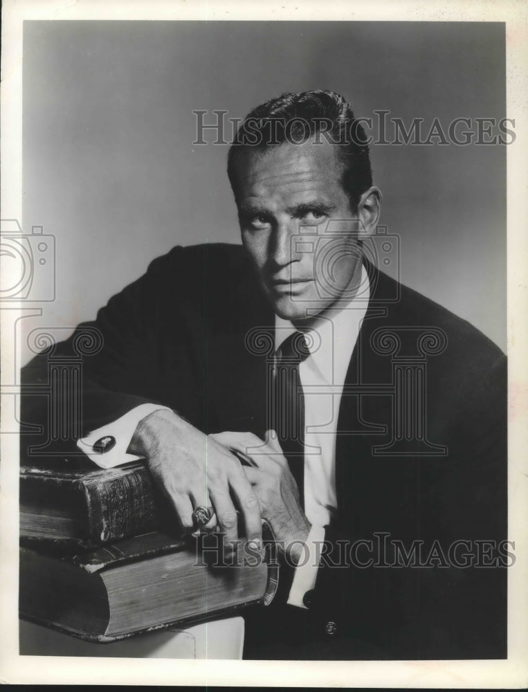 1963 Press Photo Charlton Heston to star on Perry Como&#39;s Kraft Music Hall on NBC- Historic Images