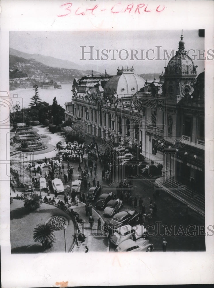 1956 Press Photo Monaco's Monte Carlo Casino overlooking the Mediterranean- Historic Images