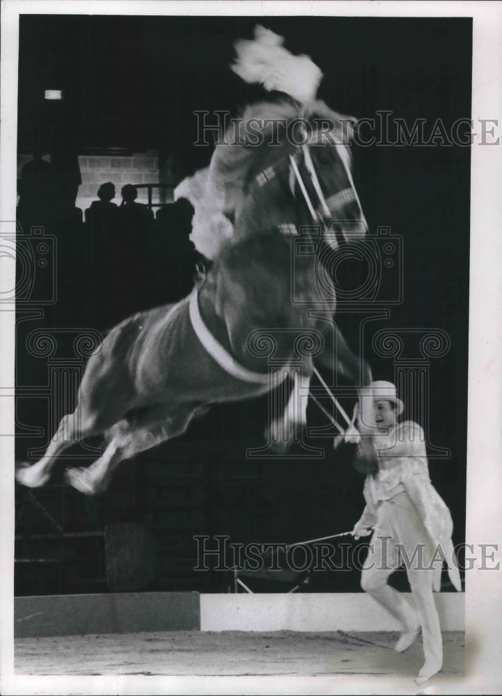1963 Press Photo Tony Smaha and circus horse preforming. - mjx42454-Historic Images