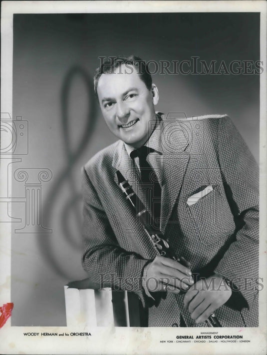 1952 Press Photo Jazz clarinetist and orchestra leader Woody Herman - Historic Images