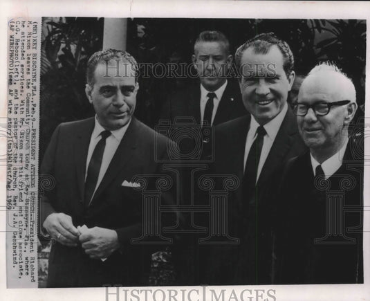 1969 Press Photo President Nixon, C.G. Rebozo, Rev. J.A. Geschwind, in Florida - Historic Images