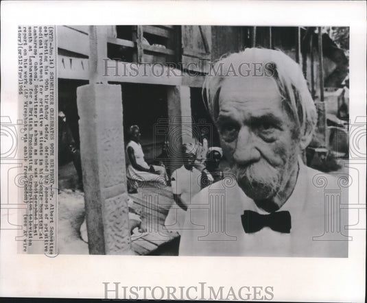 1965 Press Photo Dr. Albert Schweitzer at his jungle hospital, Lambarene, Gabon-Historic Images