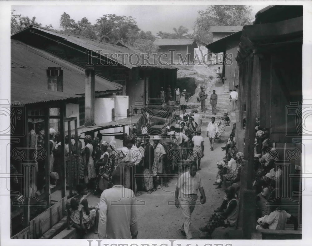 1963 Patients outside Schweitzer hospital, Lambarene, Gabon, Africa-Historic Images
