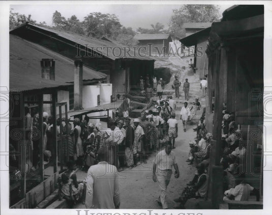1963 Patients outside Schweitzer hospital, Lambarene, Gabon, Africa-Historic Images