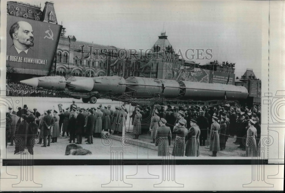 1958 Soviet Missiles on parade in Red Square, Moscow, Russia.-Historic Images