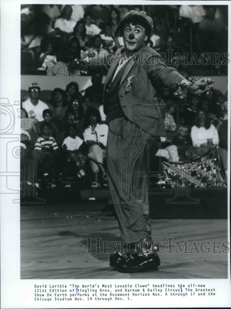 1991 Press Photo Clown, David Larible of Ringling Brothers circus. - mjx44143- Historic Images
