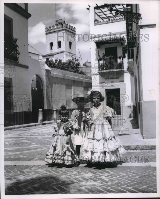 1982 Young Spanish children in Las Cadenas Square in Seville, Spain.-Historic Images