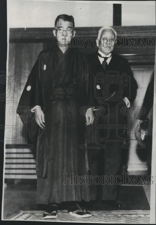 1933 Press Photo Japan Premier Admiral Viscount Makoto Saito and Kisaburg Suzuki-Historic Images