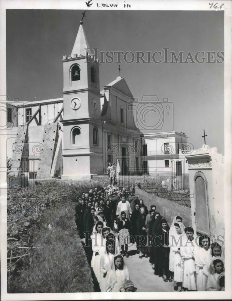 1949 Church on the Italian island of Stromboll at Easter time-Historic Images