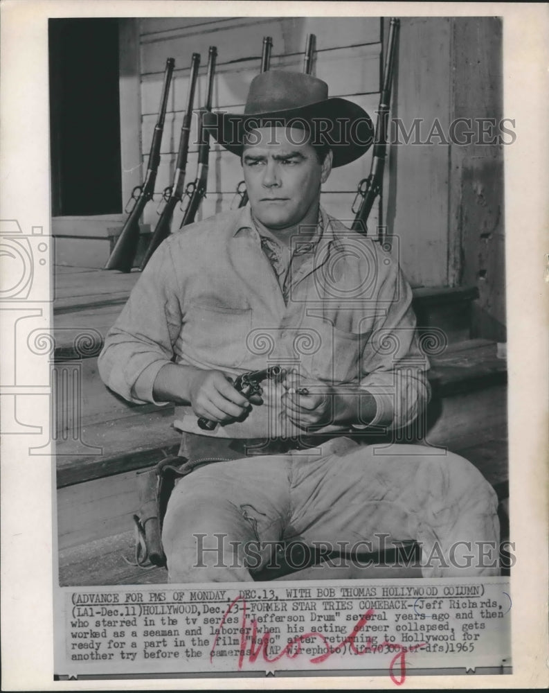 1965 Press Photo Jeff Richards returns to Hollywood in the film &quot;Waco&quot;-Historic Images
