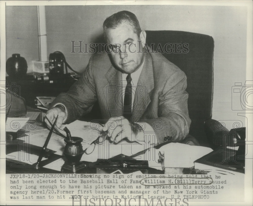1954 Press Photo William Terry, elected to the Baseball Hall of Fame - mjx47093 - Historic Images