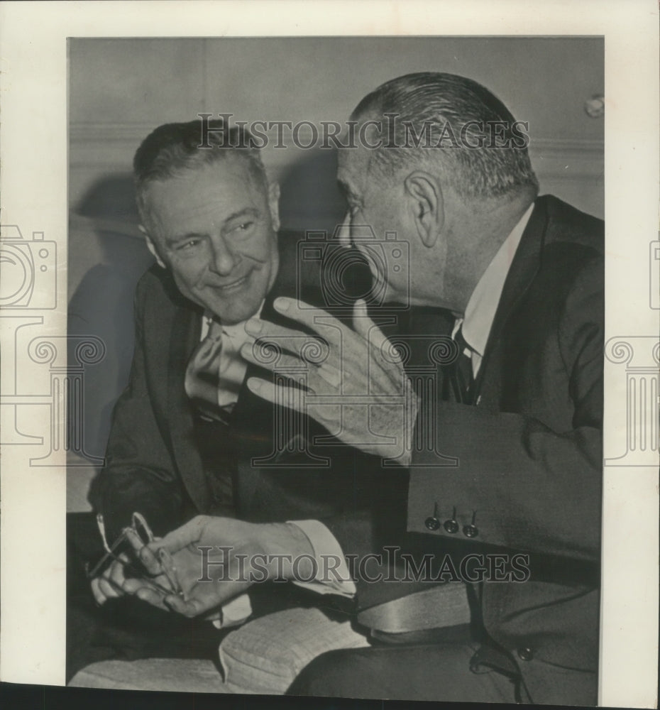 1965 President Johnson Speaks with Ambassador Henry Cabot Lodge-Historic Images