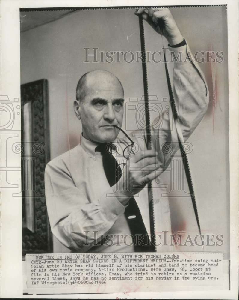 1966 Press Photo Artie Shaw, ex-clarinetist has turned to producing movies-Historic Images