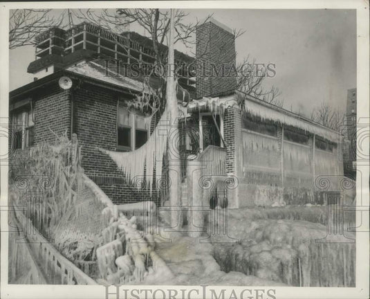 1952 Ice coating the home of Ruth Pelican on Chicago's north side - Historic Images