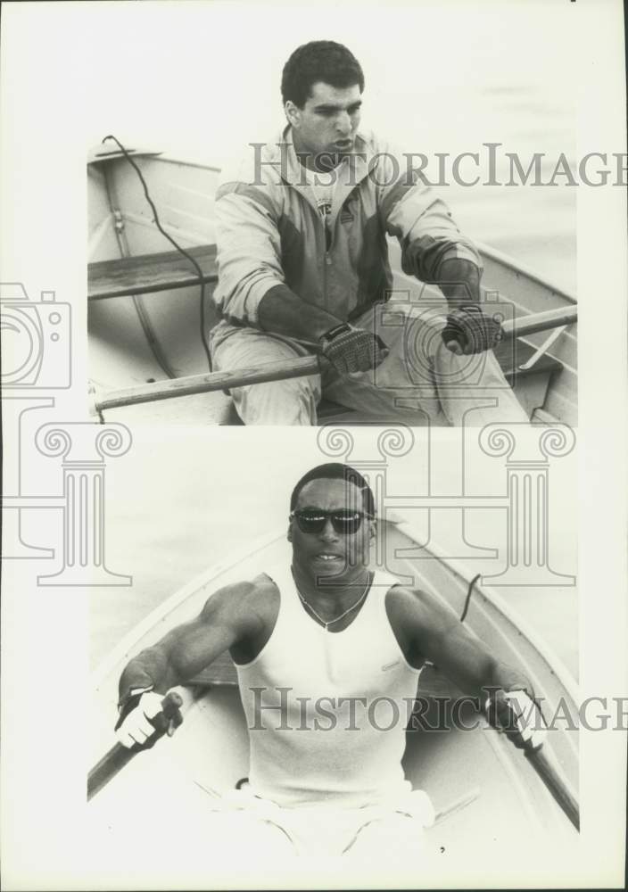 1987 Press Photo Vinny Testaverde and Roger Craig - Historic Images