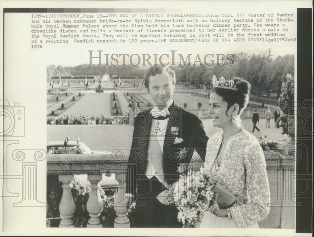 1976 Press Photo King Carl Gustaf of Sweden with Fiancee Sylvia Sommerlath- Historic Images