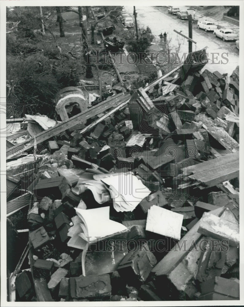 1961 Ruins of Elementary School After Hurricane Carla Tornado - Historic Images