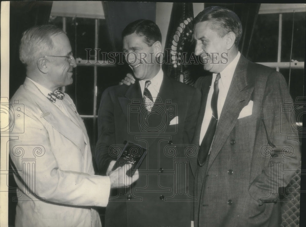 1945 Press Photo PResident Truman Receives Season Football Pass - mjx52679 - Historic Images