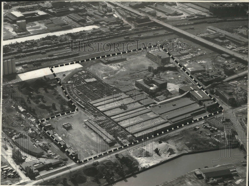 1964 Press Photo The broken line locates the old Plankinton Packing Company site- Historic Images