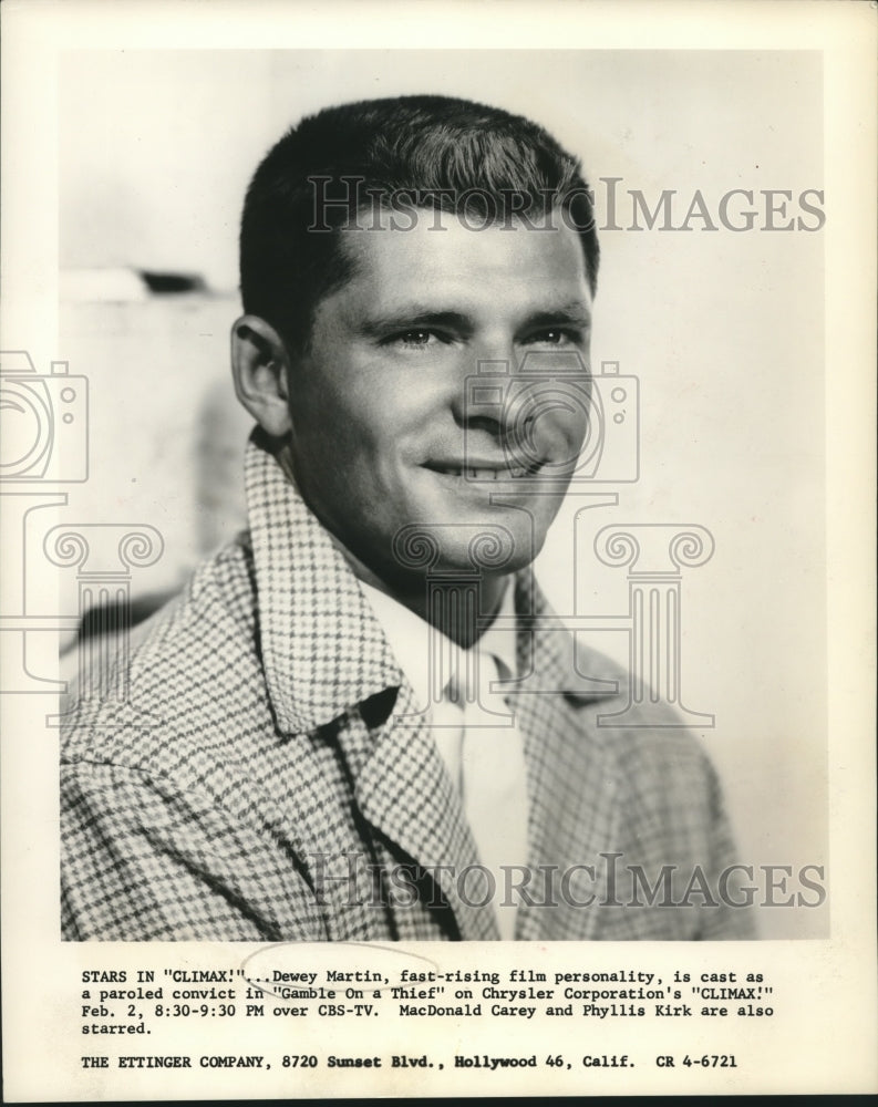 1956 Dewey Martin plays a paroled convict in "Gamble On a Thief".-Historic Images