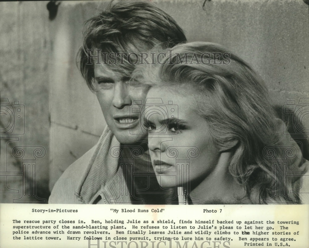 1965 Press Photo Troy Donahue and Joey Heathertor in &quot;My Blood Runs Cold&quot;. - Historic Images