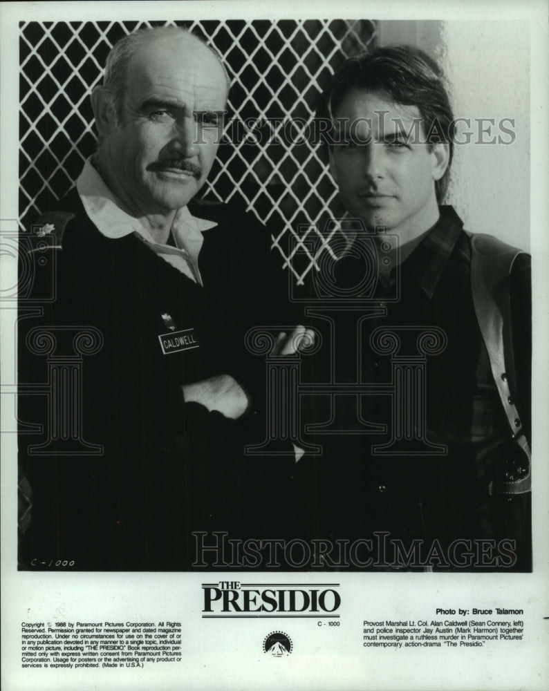 1988 Press Photo Sean Connery and Mark Harmon in "The Presidio." - mjx61963 - Historic Images