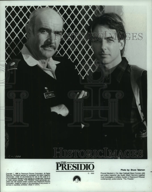 1988 Press Photo Sean Connery and Mark Harmon in "The Presidio." - mjx61963 - Historic Images