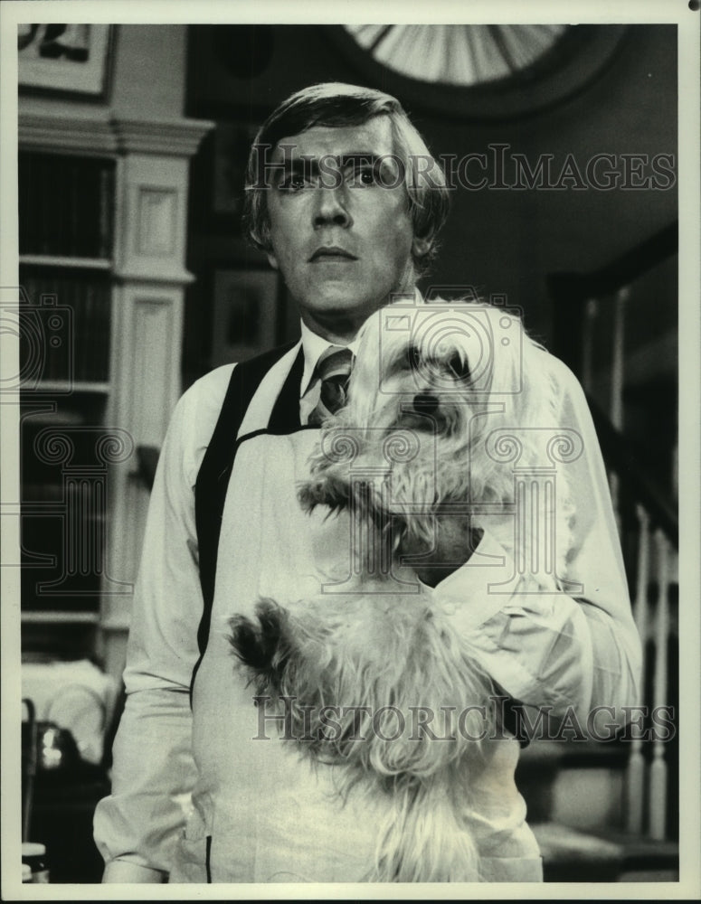 1982 Actor Peter Cook and dog in &quot;The Two of Us&quot; - Historic Images