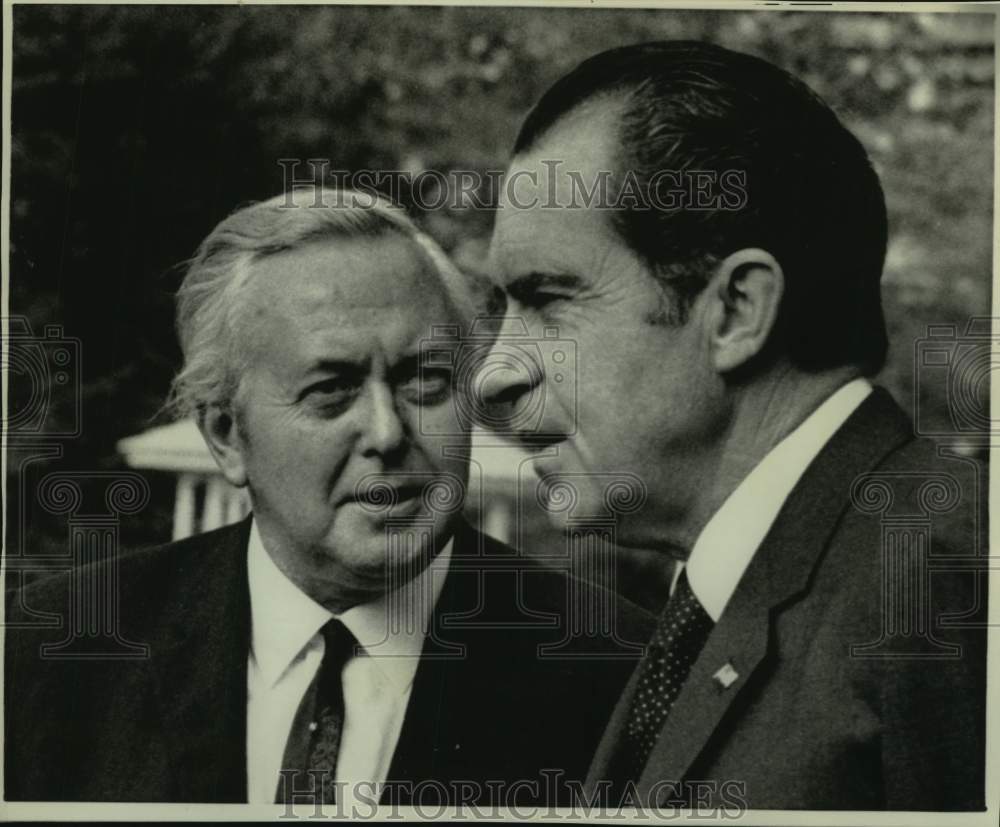 1971 Press Photo Nixon Says Goodbye To Prime Minister Wilson At The White House - Historic Images