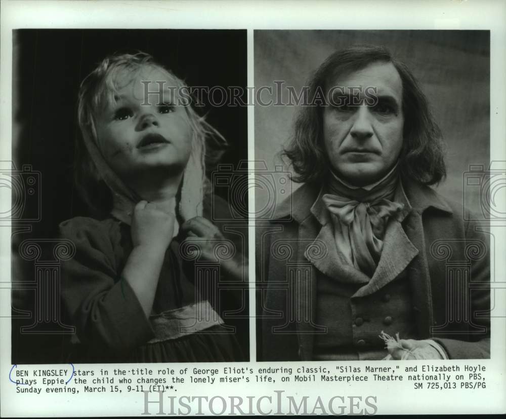 1987 Press Photo Ben Kingsley, Elizabeth Hoyle actors in &quot;Silas Marner,&quot; on PBS. - Historic Images