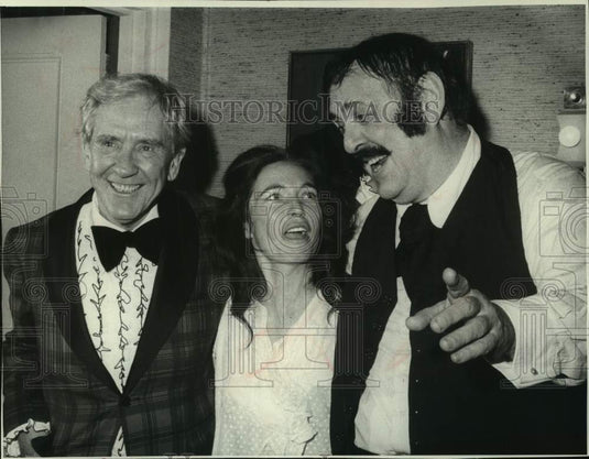1974 Press Photo Burgess Meredith, Fionnuala Flanagan and Zero Mostel at movie - Historic Images