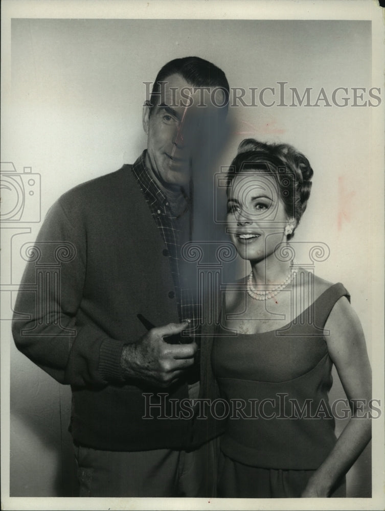 1966 Press Photo Terry Moore actress with actor, United States. - Historic Images