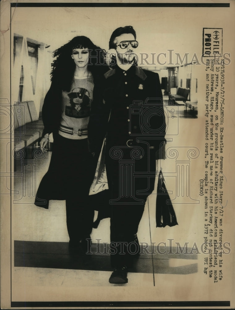 1975 Press Photo Musician Ringo Starr with wife, Maureen - mjx66515- Historic Images