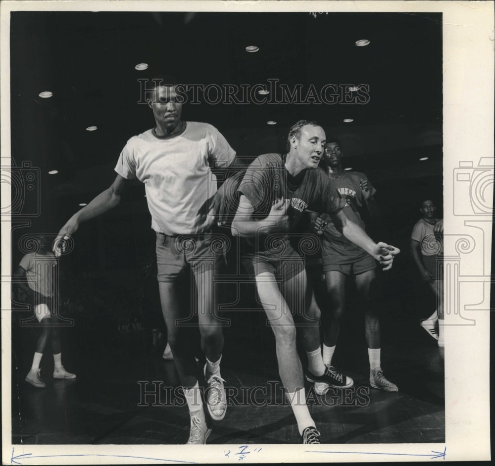 1968 Jim Ream and Dave Miller of Milwaukee Bucks at Pius High School-Historic Images