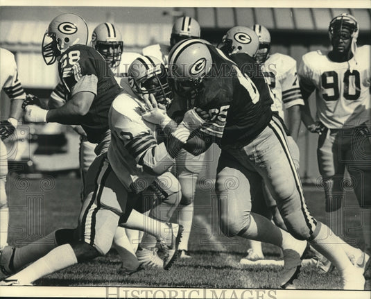 1983 Linemen Terry Jones and Ron Hailstorm at Packers' Training Camp-Historic Images