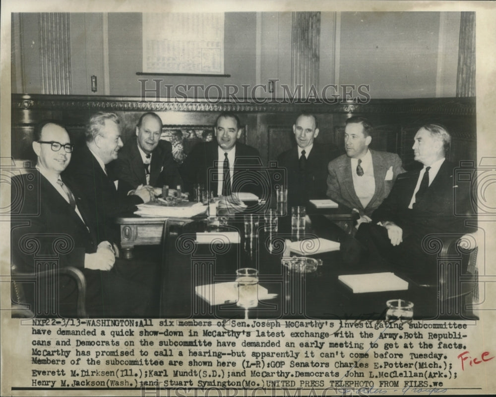 1954 Press Photo Members of the Senate Investigating Subcommittee in Washington- Historic Images