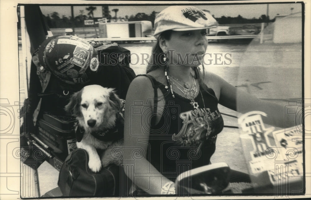 1988 A Woman on a Road Trip with Her Dog from Canada to Daytona - Historic Images