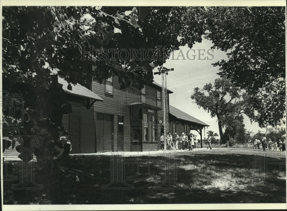 1982 visitors at Red Cloud, Nebraska&#39;s Burlington Depot circa 1897 - Historic Images