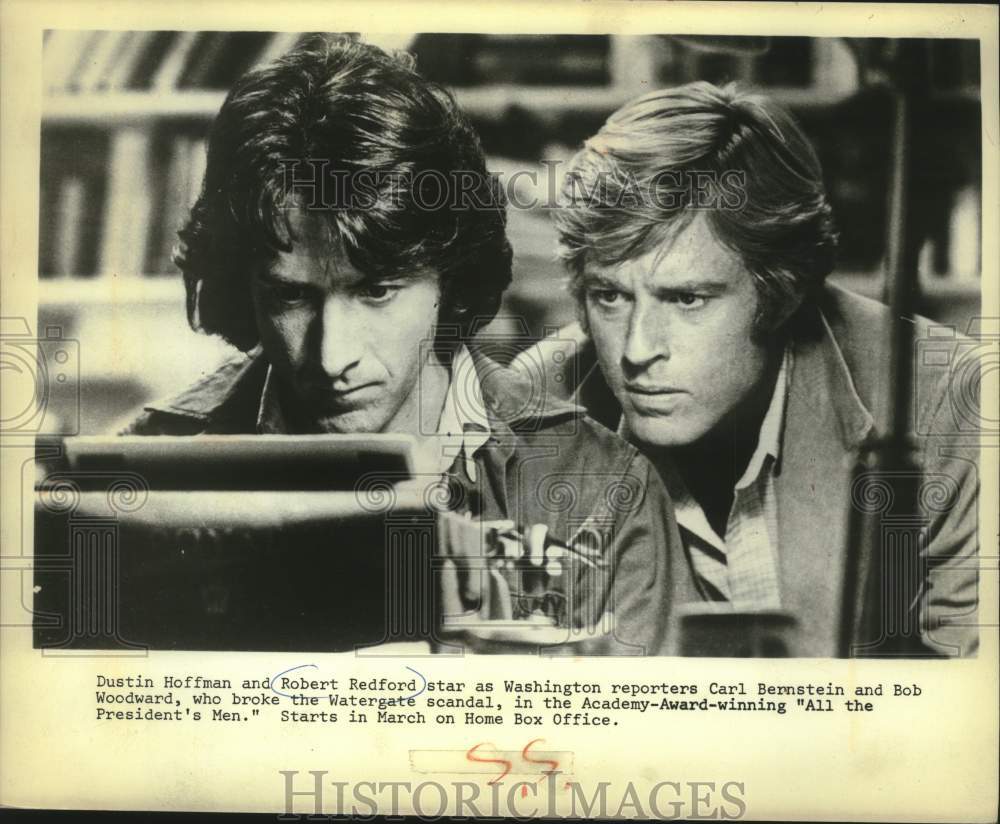 1980 Press Photo Dustin Hoffman, Robert Redford star in All the President's Men - Historic Images