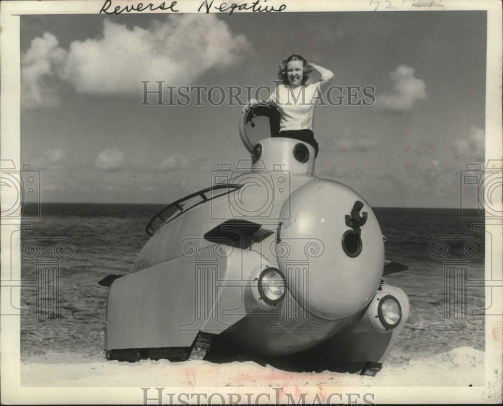 1950 Press Photo Submarine built by Orville Sodders and Halley Hamlin, Miami- Historic Images