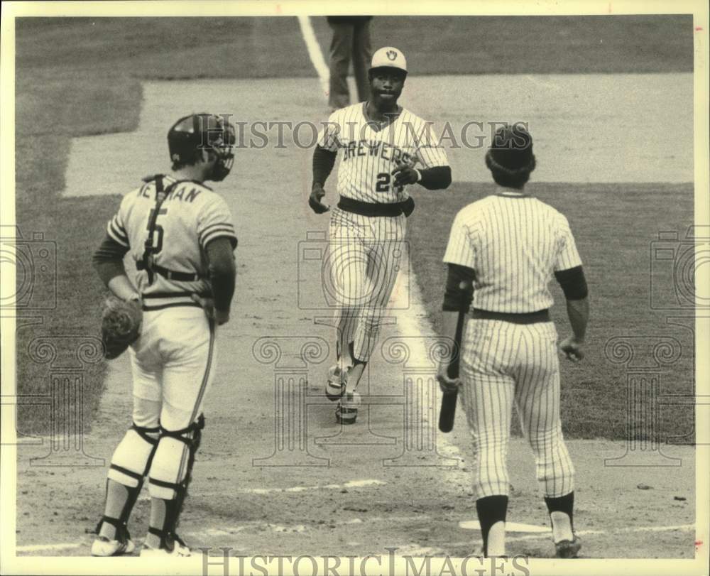 1980 Baseball player Ben Ogilvie runs home at County Stadium.-Historic Images
