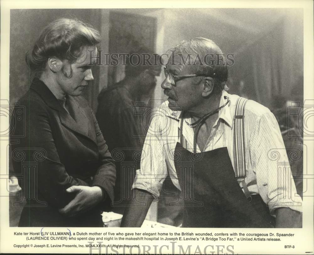 1977 Liv Ullman And Laurence Olivier In "A Bridge Too Far' - Historic Images