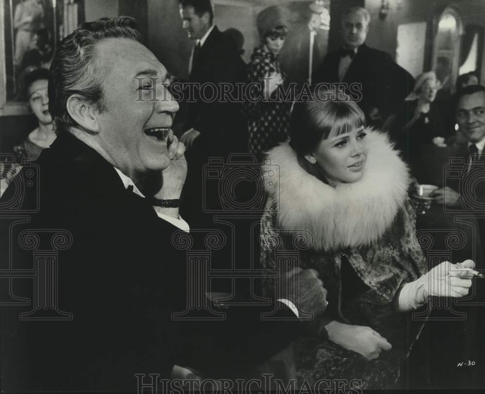 1969 Press Photo Forrest Tucker & Britt Ekland, "The Night They Raided Minsky's"- Historic Images