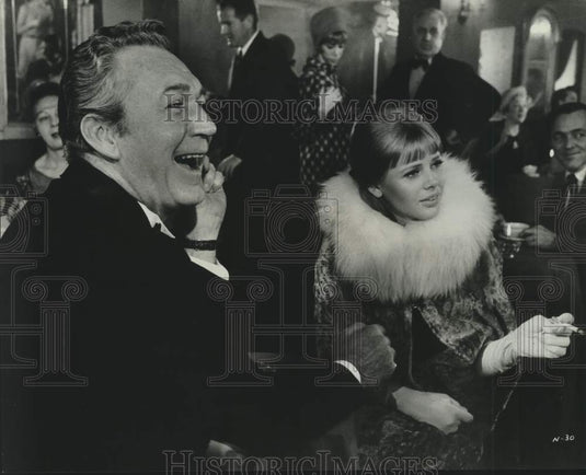 1969 Press Photo Forrest Tucker & Britt Ekland, "The Night They Raided Minsky's"- Historic Images