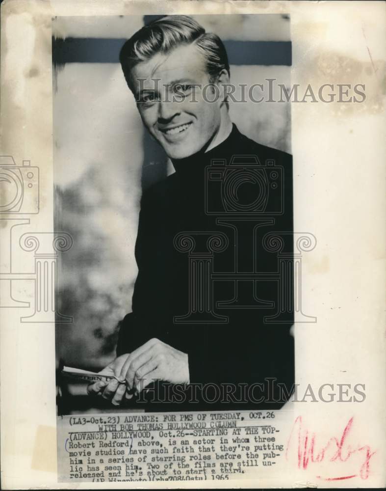 1965 Press Photo Hollywood Actor Robert Redford - mjx72139 - Historic Images