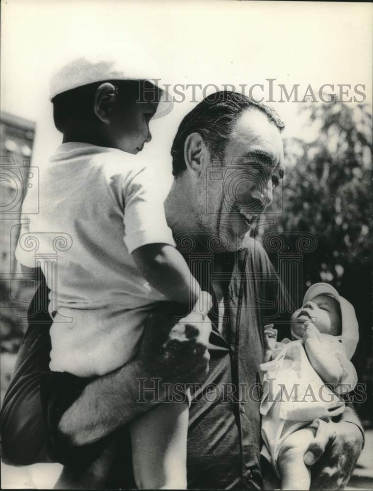 1966 Actor Anthony Quinn With His Two Young Sons in Yugoslavia-Historic Images
