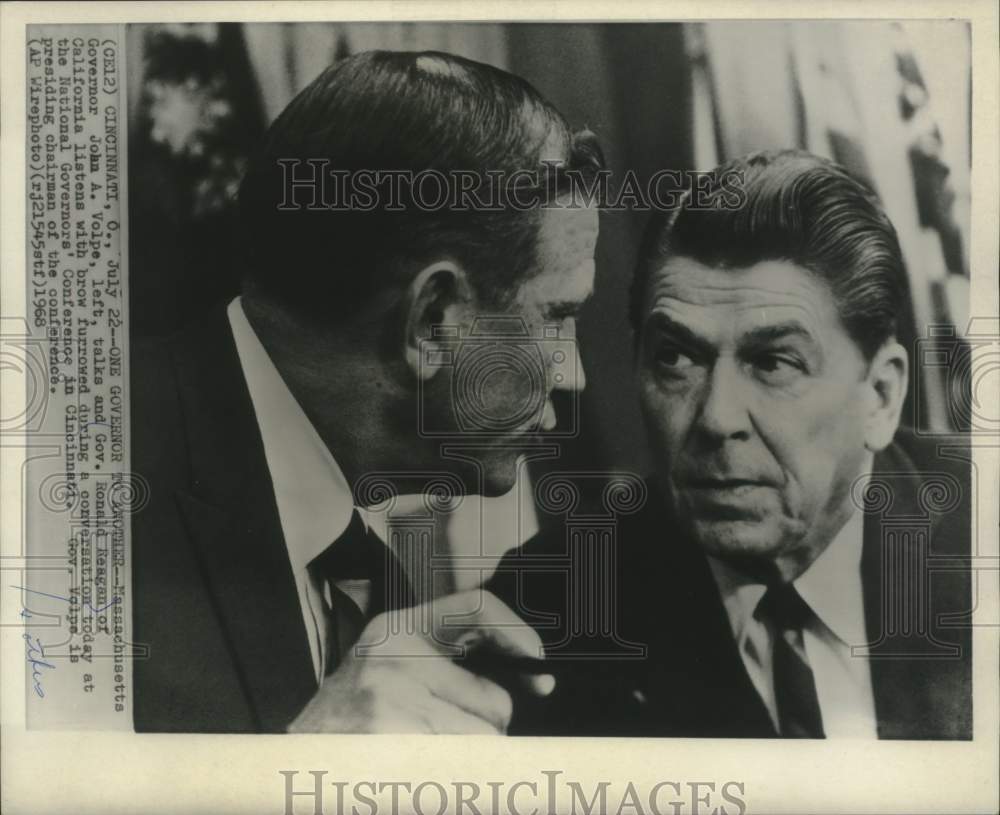 1968 Press Photo Gov. Ronald Reagan &amp; Gov. John Volpe at National conference - Historic Images